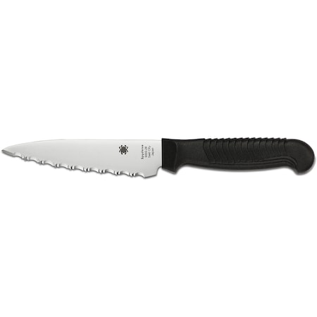Spyderco 2024 Spyderco Kitchen Classics, Small Utility Knife Serrated 4.5In, Lightweight Black SPY-K05SBK